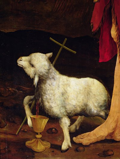Detail of the Crucifixion from Isenheim Altarpiece (detail of a lamb) by Matthias Grünewald